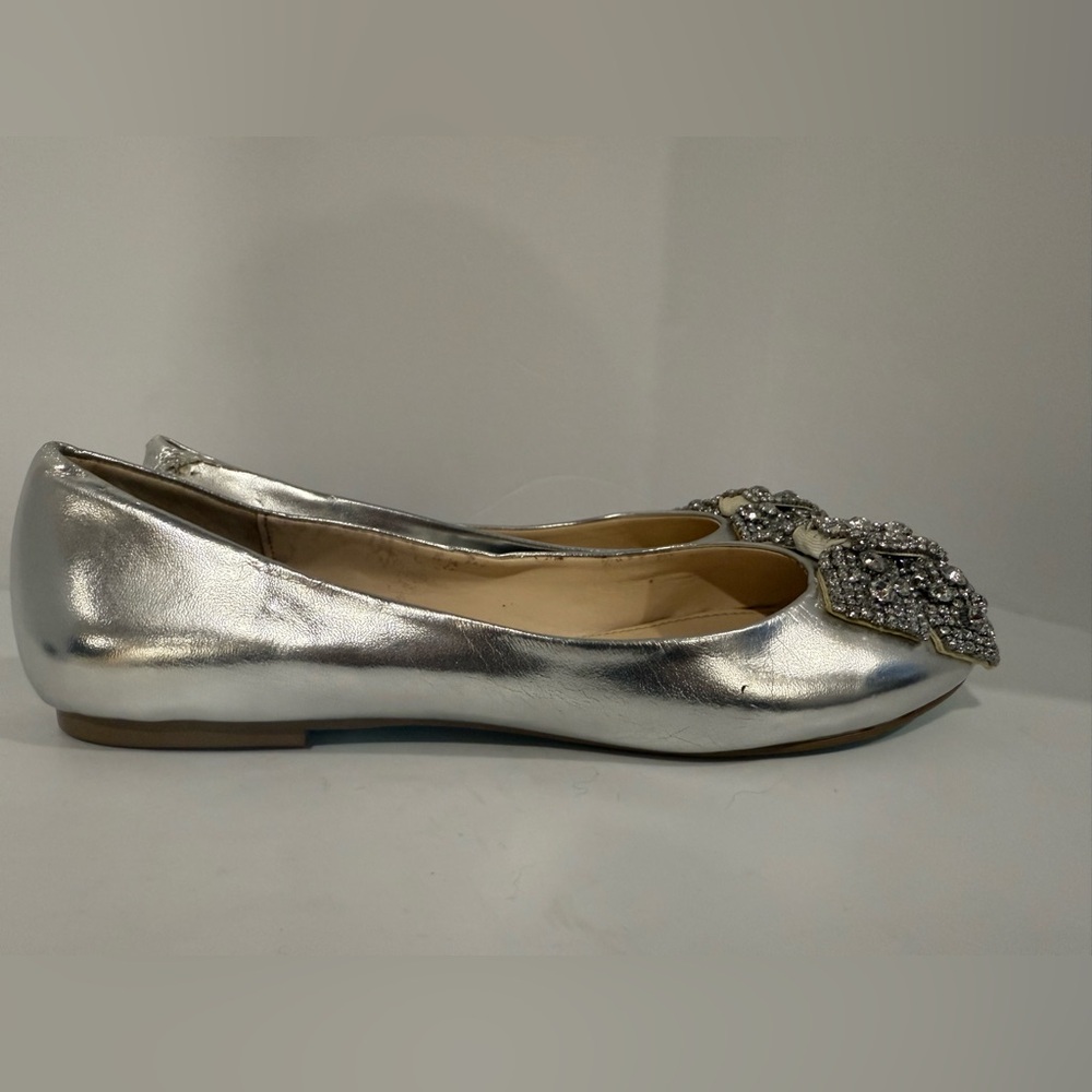 Betsey Johnson Ever ballet flat in silver metallic crystal